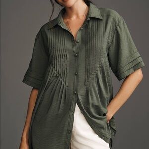 Pilcro Anthropology Forest Green Button-Down Shirt